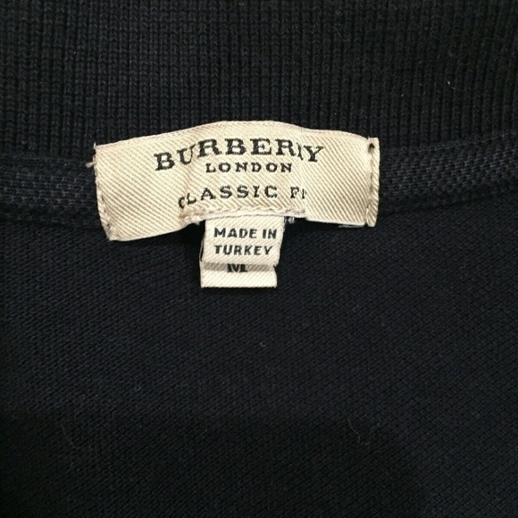 BURBERRY London Mens Medium Black Nova Check Polo - Picture 4 of 4